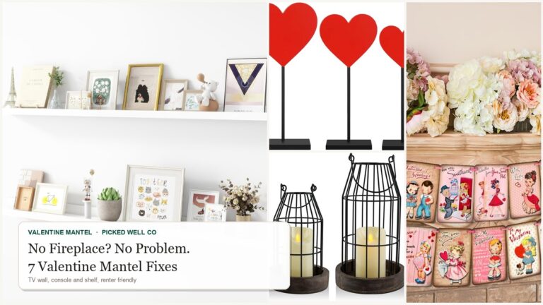 My Apartment Has No Fireplace: 7 Valentine’s Mantel Decor Fixes (TV Wall, Shelf, Console)