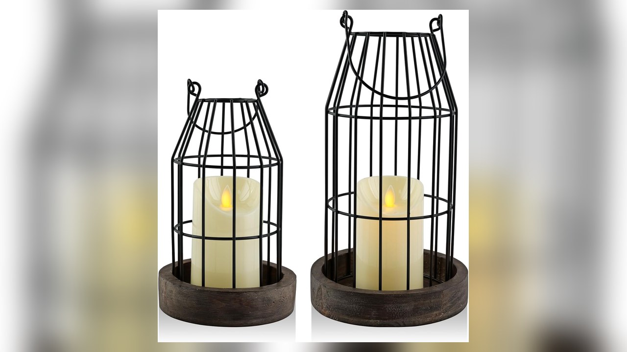 farmhouse lantern with flameless candles